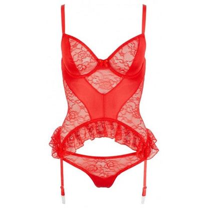 INTIMO SEXY ROSSO LINGERIE DONNA GUEPIERE CON REGGI CALZE HOT PERIZOMA SLIP