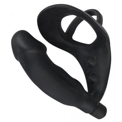 VIBRATORE ANALE DILDO CON ANELLO FALLICO INDOSSABILE PLU VIBRANTE FALLO IN SILICONE NERO THE BLACK